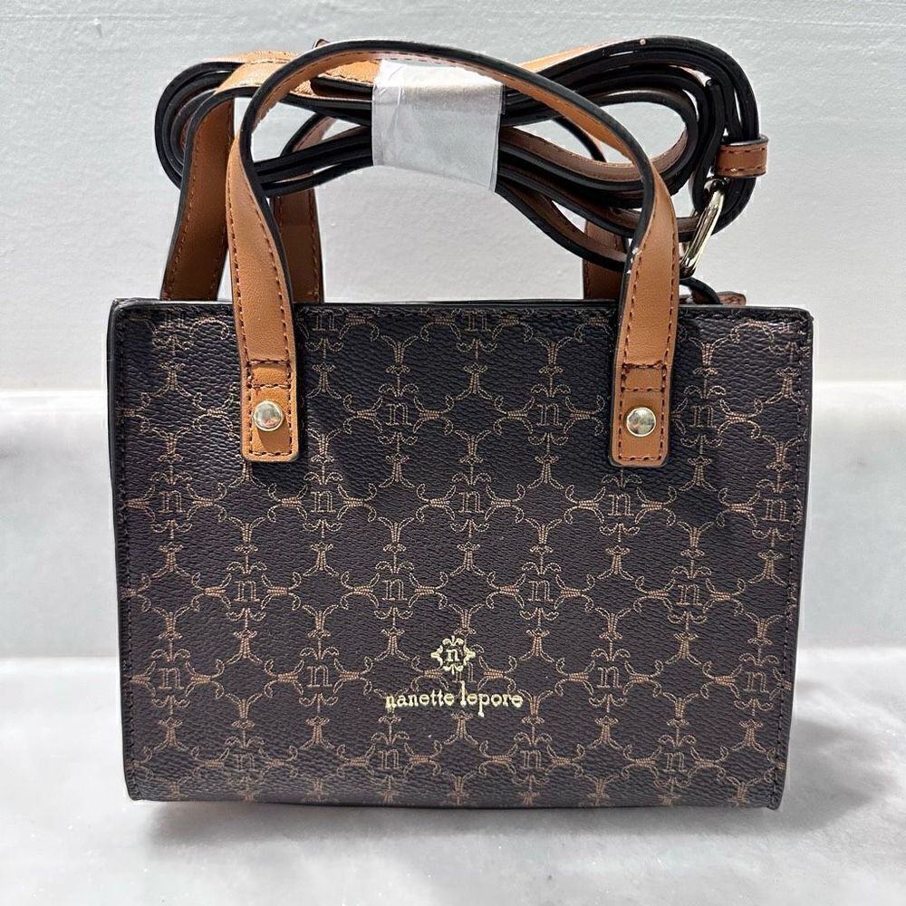 NWT Nanette Lepore Adjustable Strap Brown Black Crossbody Mini Hand Bag